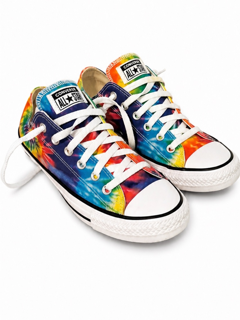 🌈Like New! Converse Tie-Dye Low Top Sneakers - Rainbow W9/M7 - Picture 4 of 8